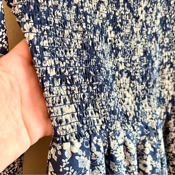ASOS Floral Smocked Jumpsuit Size 4 Cottagecore Prairie Romantic Long Sleeve - Picture 5 of 10